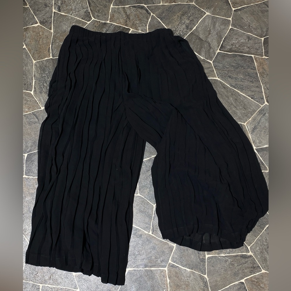 NWT RACHEL Rachel Roy Black Pleated Wide Leg Trouser Pants